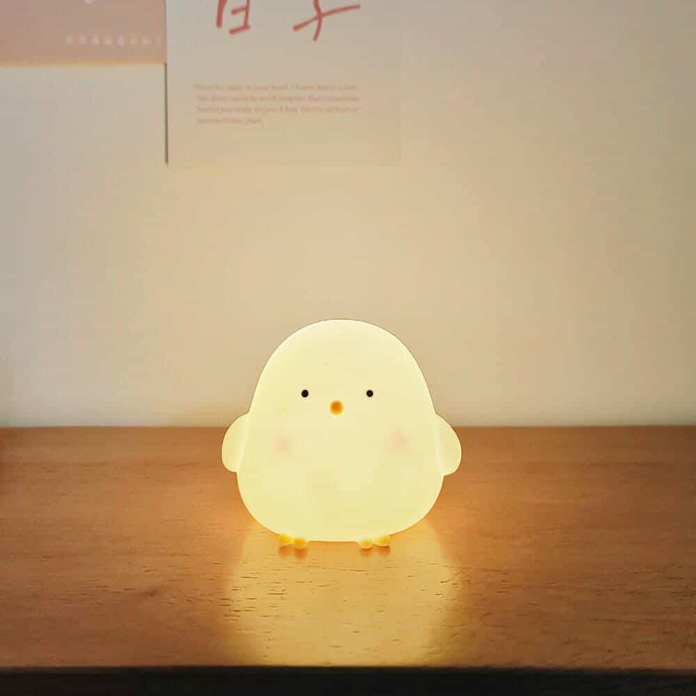 Pearly Glitter™️ Cute LED Silicone Night Light – Soft Warm Mood Lamp for Bedroom & Dorm | Cartoon Chicken / Panda / Rabbit