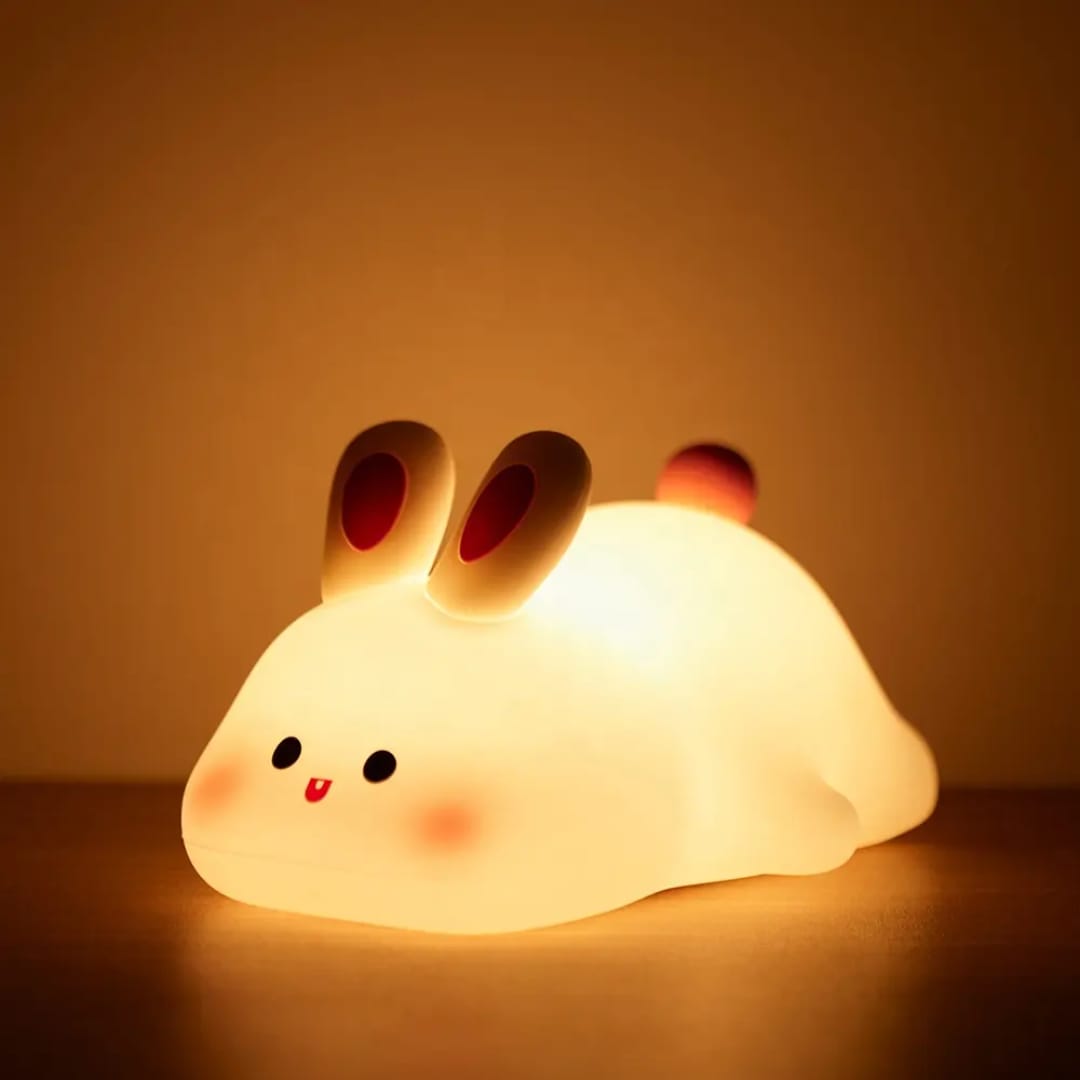 Pearly Glitter™️ Cute LED Silicone Night Light – Soft Warm Mood Lamp for Bedroom & Dorm | Cartoon Chicken / Panda / Rabbit