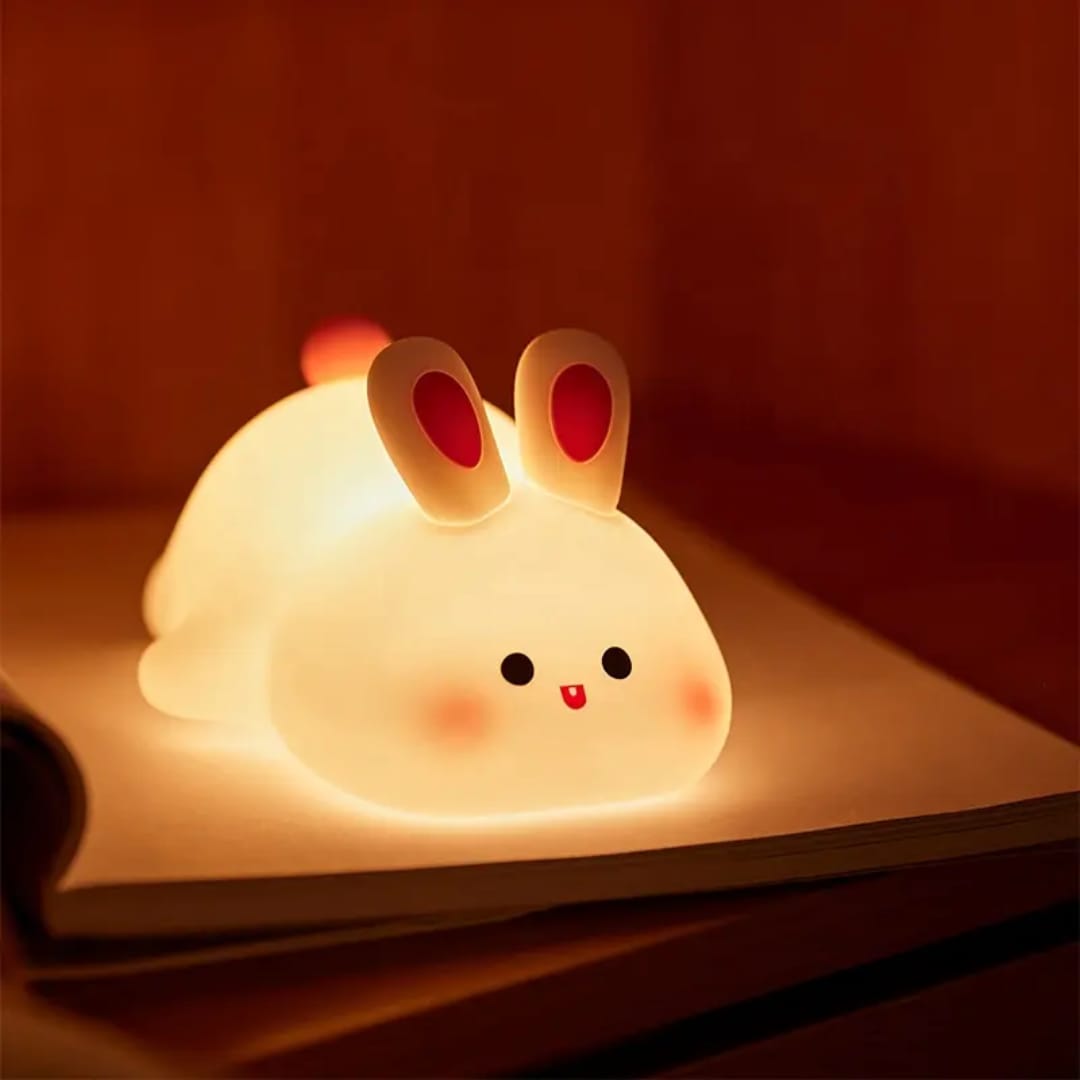 Pearly Glitter™️ Cute LED Silicone Night Light – Soft Warm Mood Lamp for Bedroom & Dorm | Cartoon Chicken / Panda / Rabbit